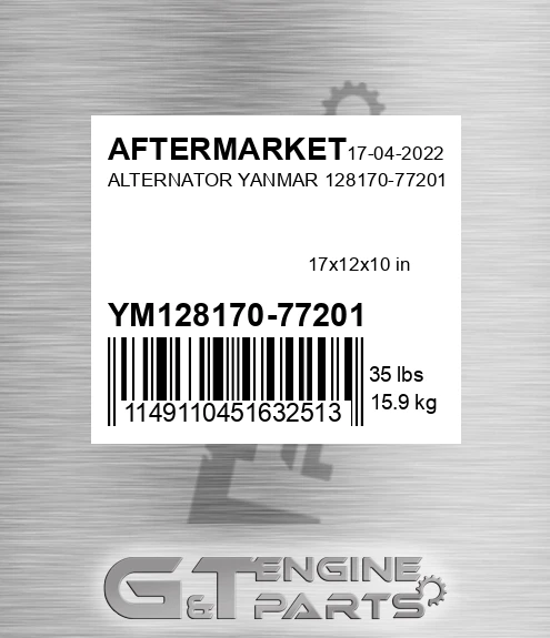 YM128170-77201 Alternator Yanmar 128170-77201 for AFTERMARKET