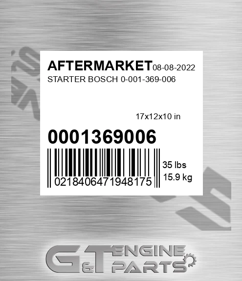 0001369006 Starter Bosch