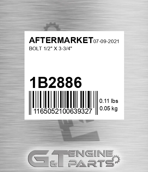 1B2886 Bolt 1/2" X 3-3/4"