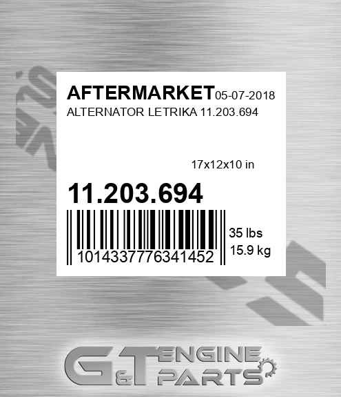 11.203.694 Alternator Letrika 11.203.694 for AFTERMARKET