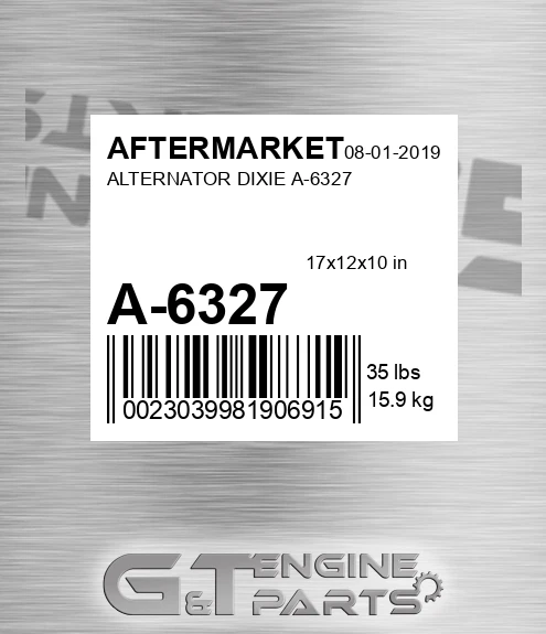 A-6327 Alternator Dixie A-6327 for AFTERMARKET