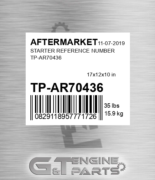 TP-AR70436 Starter Reference Number Tp-ar70436 for AFTERMARKET