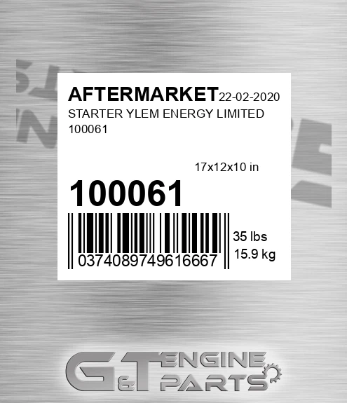 100061 Starter Ylem Energy Limited for AFTERMARKET