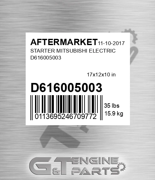 D616005003 Starter Mitsubishi Electric D616005003 for AFTERMARKET