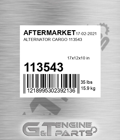 113543 Alternator Cargo