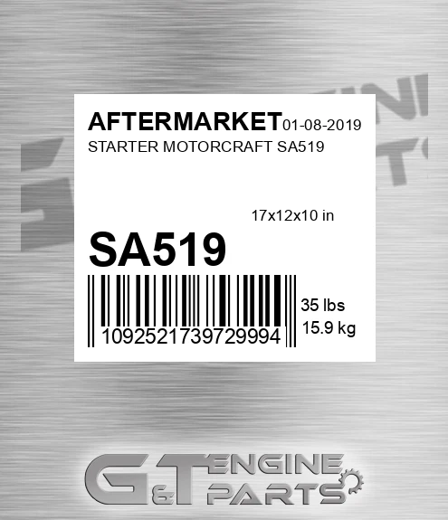 SA519 Starter Motorcraft Sa519 for AFTERMARKET