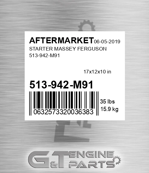 513-942-M91 Starter Massey Ferguson 513-942-m91 for AFTERMARKET