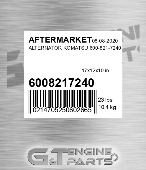 6008217240 Alternator Komatsu for AFTERMARKET