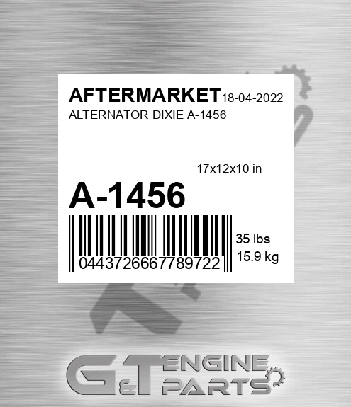 A-1456 Alternator Dixie A-1456 for AFTERMARKET