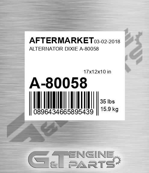 A-80058 Alternator Dixie A-80058 for AFTERMARKET