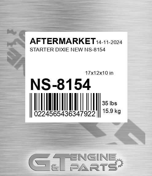 NS-8154 Starter Dixie New Ns-8154 for AFTERMARKET