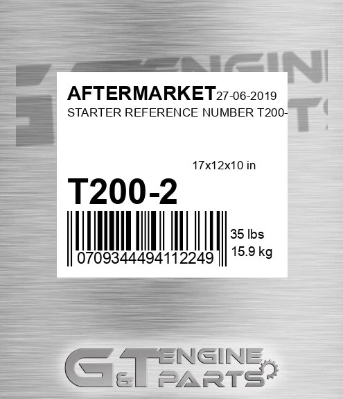 T200-2 Starter Reference Number T200-2 for AFTERMARKET