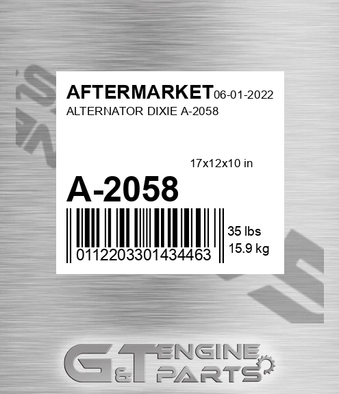 A-2058 Alternator Dixie A-2058 for AFTERMARKET