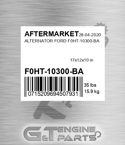 F0HT-10300-BA Alternator Ford F0ht-10300-ba for AFTERMARKET