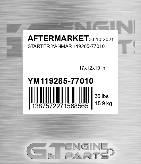 YM119285-77010 Starter Yanmar 119285-77010 for AFTERMARKET