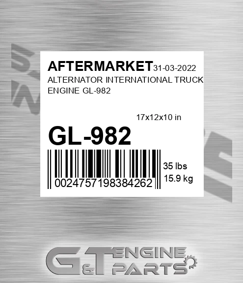 GL-982 Alternator International Truck & Engine Gl-982 for AFTERMARKET