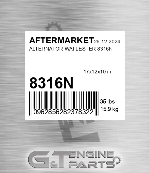 8316N Alternator Wai Lester