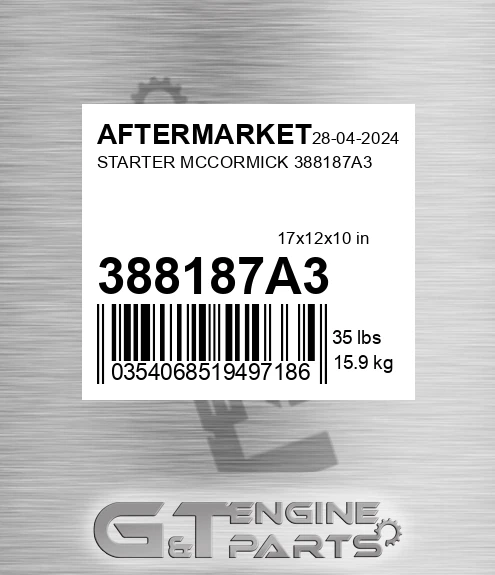 388187A3 Starter Mccormick for AFTERMARKET