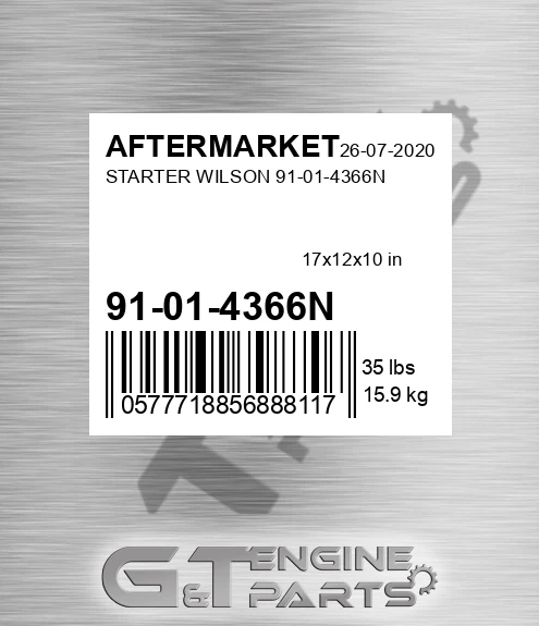 91-01-4366N Starter Wilson 91-01-4366n for AFTERMARKET