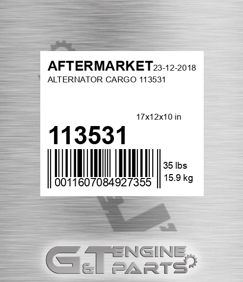 113531 Alternator Cargo