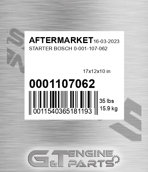 0001107062 Starter Bosch for AFTERMARKET