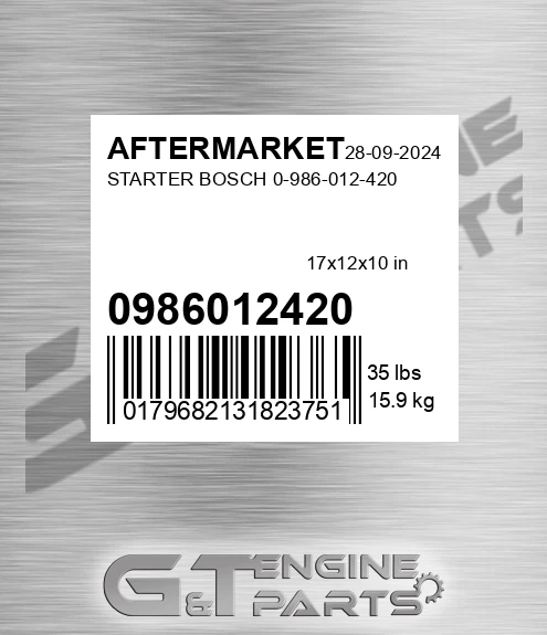 0986012420 Starter Bosch for AFTERMARKET