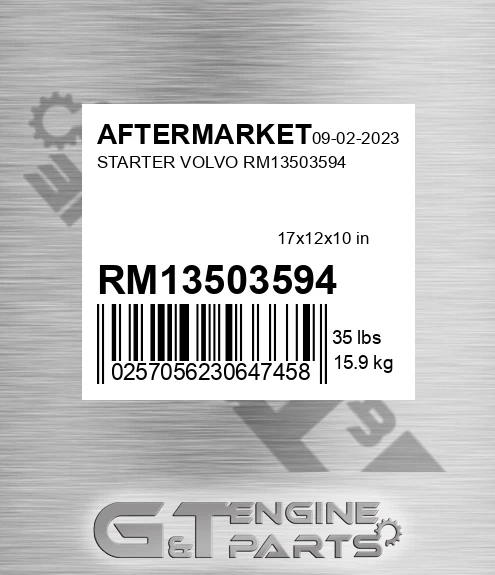 RM13503594 Starter Volvo for AFTERMARKET
