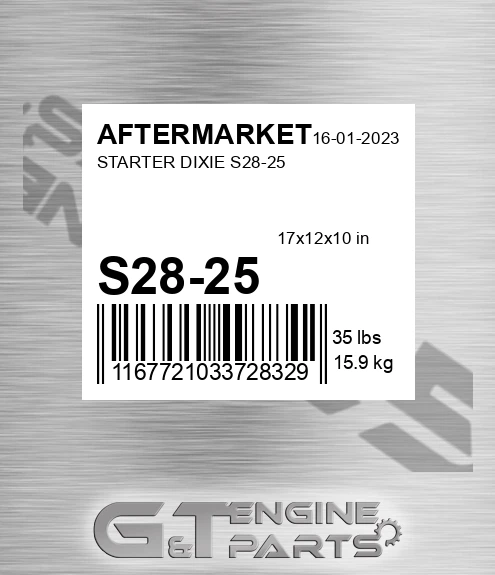 S28-25 Starter Dixie S28-25 for AFTERMARKET