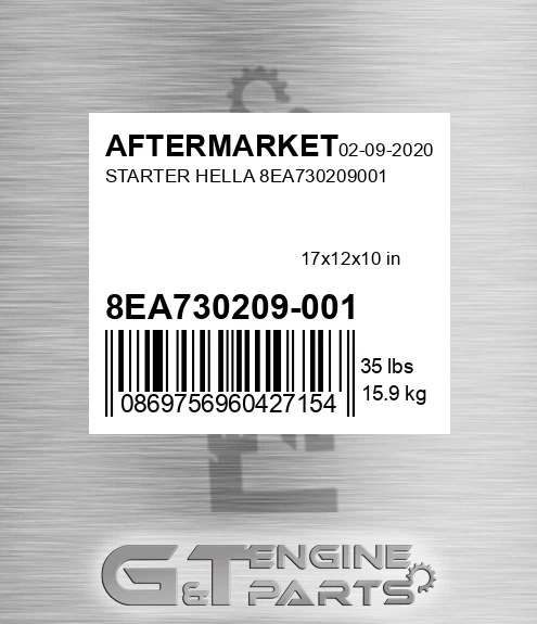 8EA730209-001 Starter Hella for AFTERMARKET