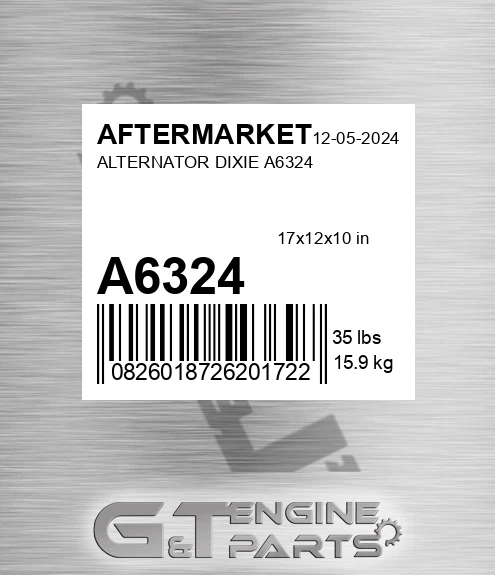 A6324 Alternator Dixie A6324 for AFTERMARKET