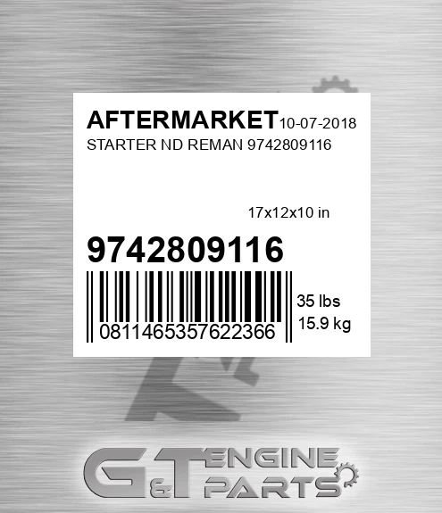 9742809116 Starter Nd Reman 9742809116 for AFTERMARKET