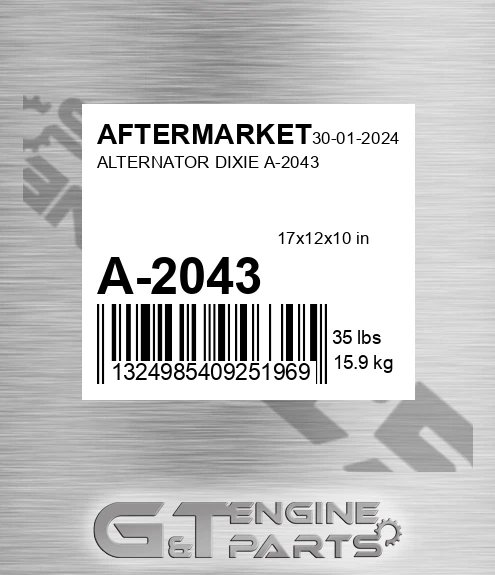 A-2043 Alternator Dixie A-2043 for AFTERMARKET