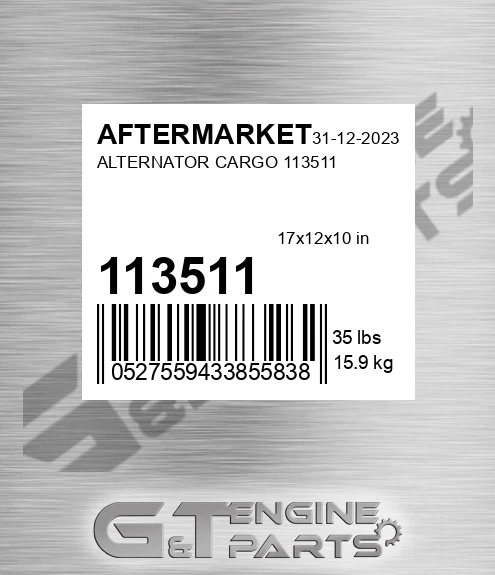 113511 Alternator Cargo