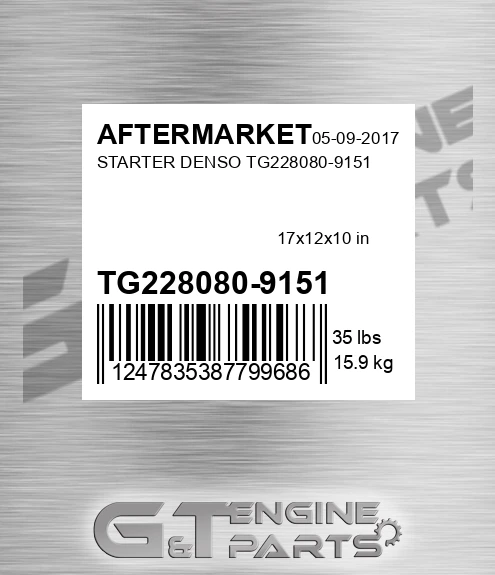 TG228080-9151 Starter Denso Tg228080-9151 for AFTERMARKET