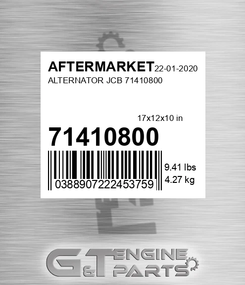 71410800 Alternator Jcb 71410800