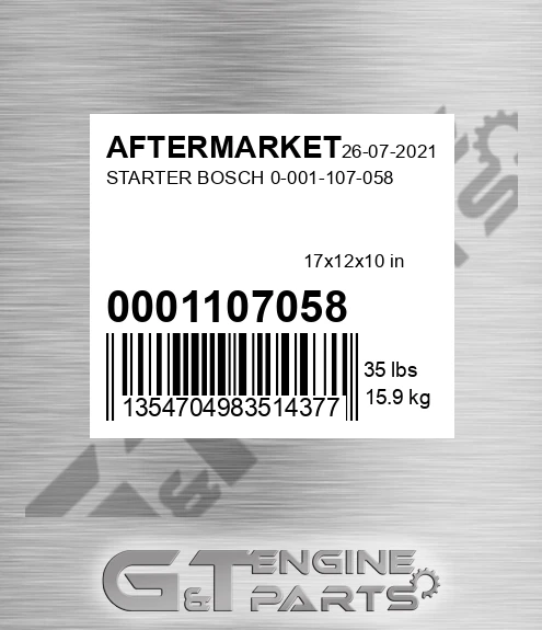 0001107058 Starter Bosch for AFTERMARKET