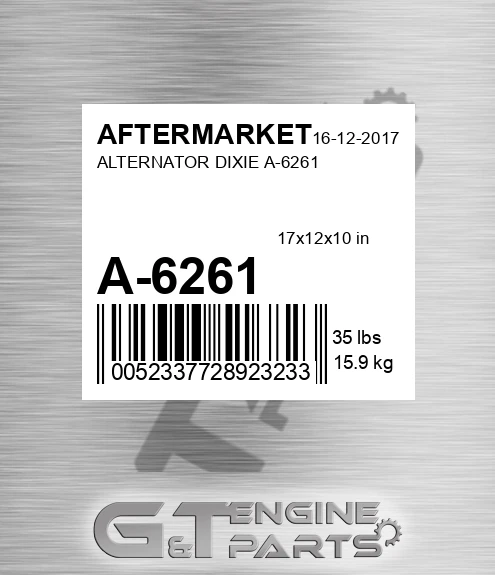 A-6261 Alternator Dixie A-6261 for AFTERMARKET