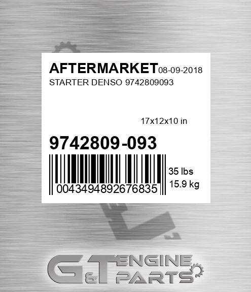 9742809-093 Starter Denso 9742809093 for AFTERMARKET