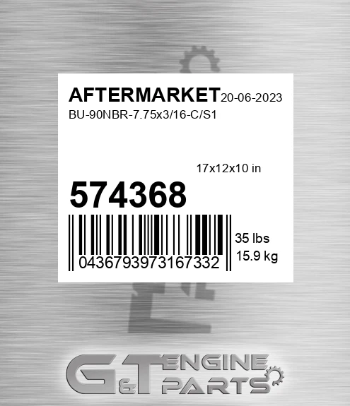 574-368 Bu-90nbr-7.75x3/16-c/s1 for AFTERMARKET