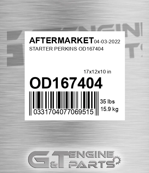 OD167404 Starter Perkins for AFTERMARKET