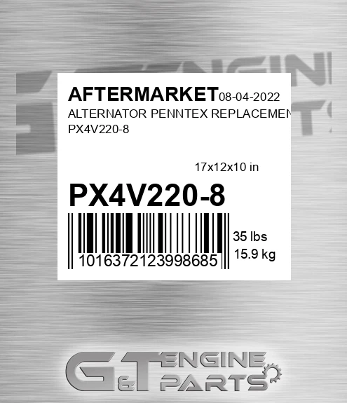 PX4V220-8 Alternator Penntex Replacement Px4v220-8 for AFTERMARKET