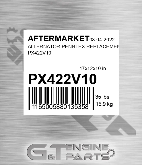 PX422V10 Alternator Penntex Replacement for AFTERMARKET