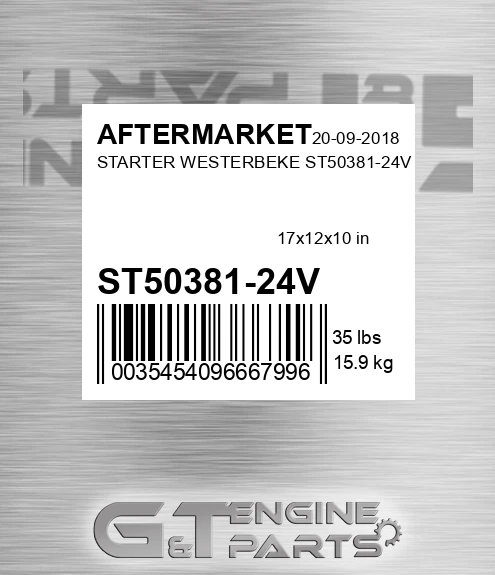 ST50381-24V Starter Westerbeke St50381-24v for AFTERMARKET