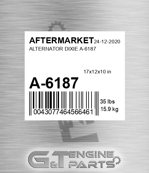 A-6187 Alternator Dixie A-6187 for AFTERMARKET