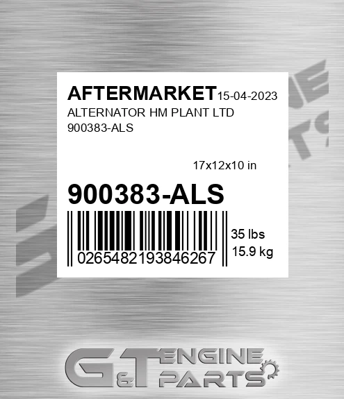 900383-ALS Alternator Hm Plant Ltd 900383-als for AFTERMARKET