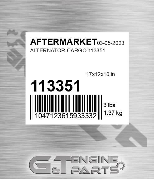 113351 Alternator Cargo