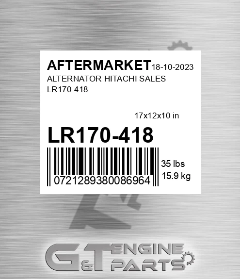 LR170-418 Alternator Hitachi Sales Lr170-418 for AFTERMARKET