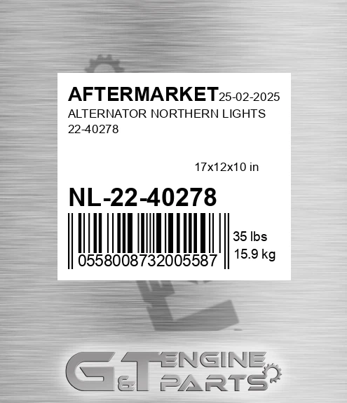 NL-22-40278 Alternator Northern Lights 22-40278 for AFTERMARKET