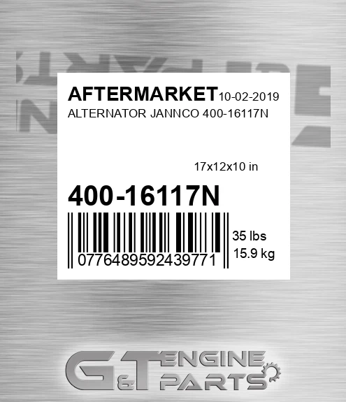 400-16117N Alternator Jannco 400-16117n for AFTERMARKET