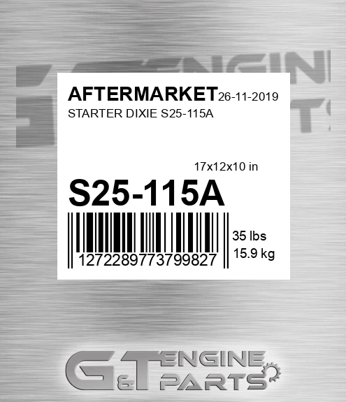 S25-115A Starter Dixie S25-115a for AFTERMARKET